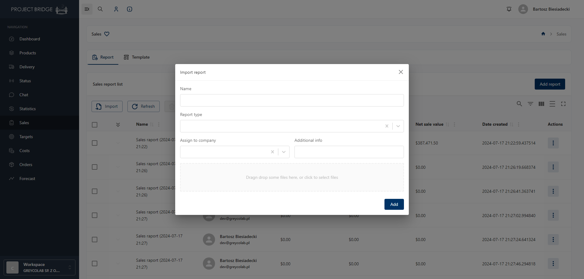 Image showing sales report import